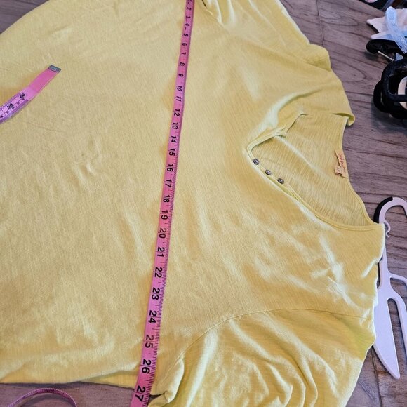 Fresh Produce Tunic Top 3X Chartreuse Yellow Long Sleeve Cotton - Picture 8 of 9